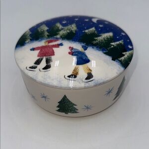 Vintage Nikko 'Winter Wonderland' Lidded Candy Trinket Dish Box